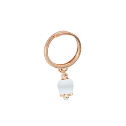 Amo Capri - Anello in Metallo con campanella portafortuna pendente, impreziosita da smalto bianco e punto luce