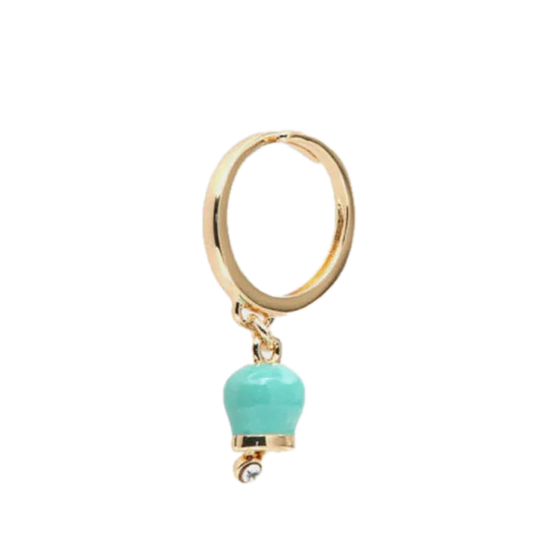 Amo Capri - Anello in Metallo con campanella portafortuna pendente, impreziosita da smalto verde e punto luce