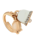 amo capri - Anello in Metallo con campanelle portafortuna con smaltatura bianca e cristalli bianchi