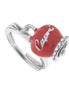 Amo Capri - Anello in Metallo con campanella portafortuna color rossa, con scritta Capri a rilievo e cristalli bianchi