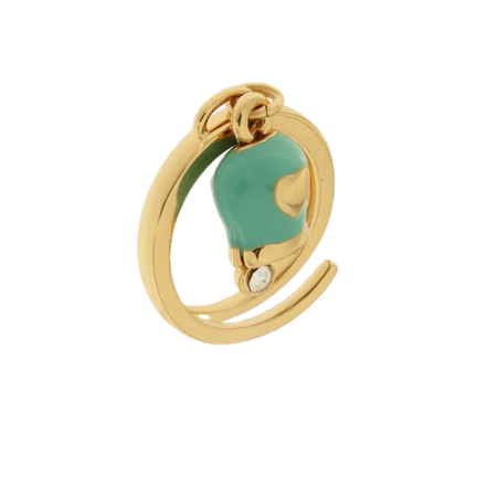 amo capri - Anello in Metallo con campanella portafortuna in smalto tuchese impreziosita da cuore e punto luce
