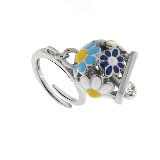 Amo Capri - Anello in Metallo campanella capri con fiori