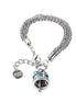 Amo Capri - Bracciale in Metallo campana pendente con cristalli azzurri e bianchi