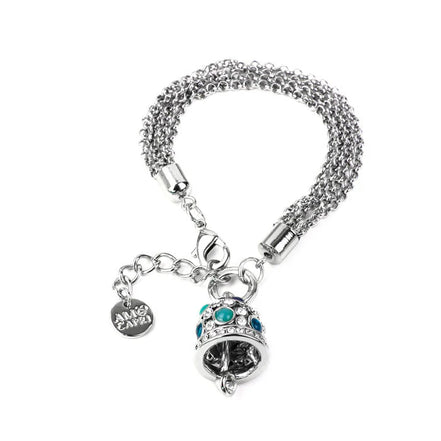 Amo Capri - Bracciale in Metallo campana pendente con cristalli azzurri e bianchi