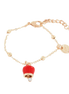 Amo Capri - Bracciale in Metallo con campanella portafortuna pendente, impreziosita da smalto rosso e punto luce