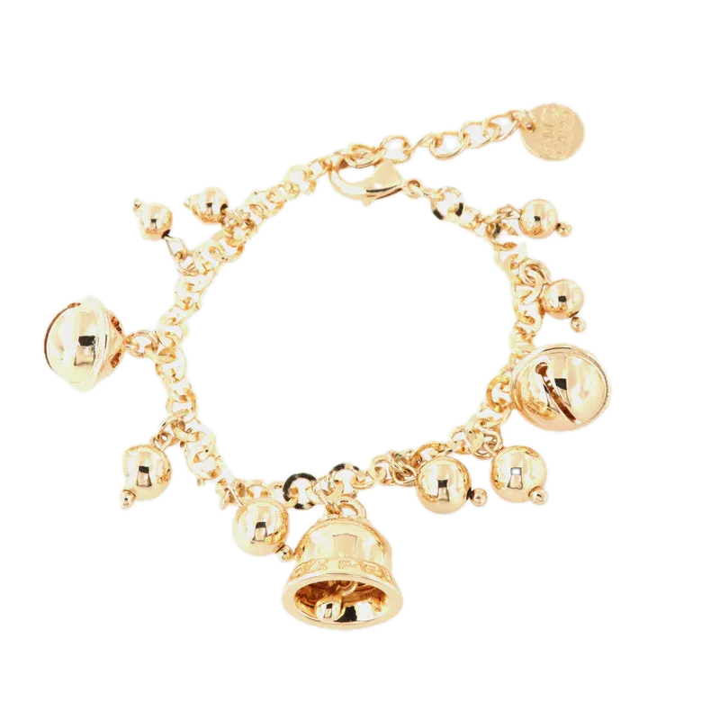 Amo Capri - Bracciale in Metallo multiciondoli con sonagli, campana caprese e sferette lisce