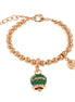 Amo Capri - Bracciale in Metallo con campanella portafortuna verde e scritta Capri