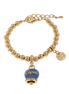 Amo Capri - Bracciale in Metallo con campanella portafortuna blu cobalto, con scritta Capri