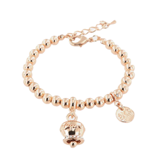 amo capri - Bracciale in Metallo maglia a sfere, con campanella scritta capri pendente, impreziosita da cristalli