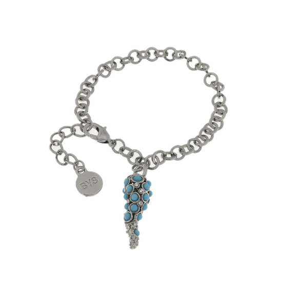 AMO NAPOLI - Bracciale in Metallo con corno centrale e cristalli