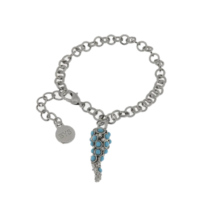 AMO NAPOLI - Bracciale in Metallo con corno centrale e cristalli