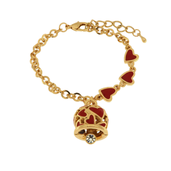 amo capri - Bracciale in Metallo con campanella portafortuna impreziosita da cuori rossi