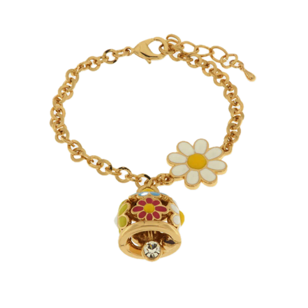 amo capri - Bracciale in Metallo con campanella portafortuna impreziosita da margherite colorate