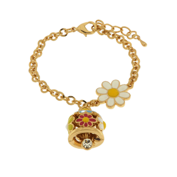 amo capri - Bracciale in Metallo con campanella portafortuna impreziosita da margherite colorate