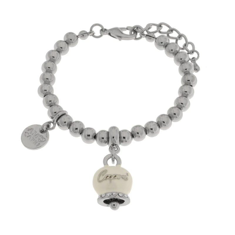 Amo Capri - Bracciale in Metallo con campanella ghiaccio scritta capri