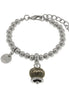 Amo Capri - Bracciale in Metallo con campanella grigia scritta capri