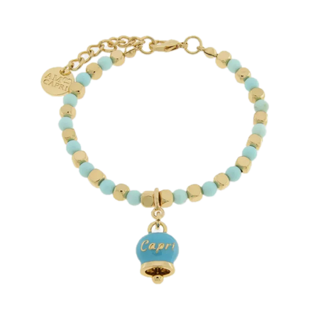 Amo Capri - Bracciale in Metallo con sfere e campanella Capri turchese
