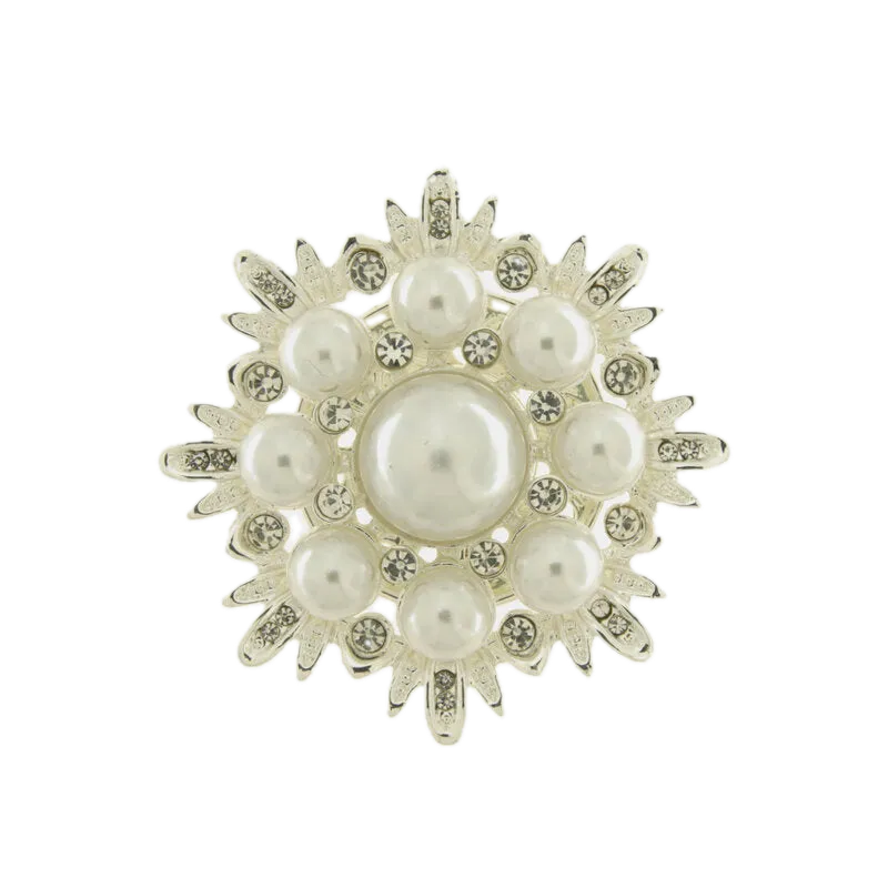 bysimon - Spilla in Metallo fiore bianco con calamita