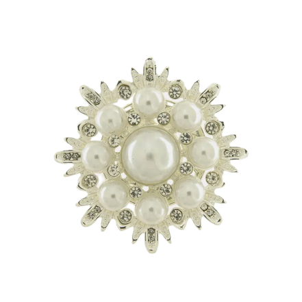bysimon - Spilla in Metallo fiore bianco con calamita