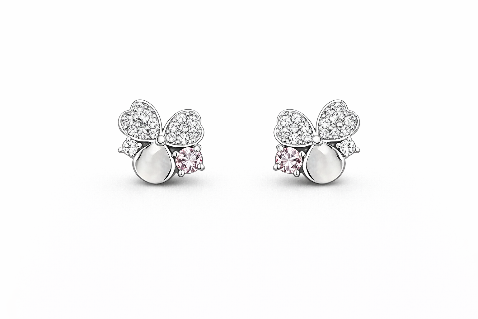 fico gioielli - Orecchini Fiore con Zirconi Rosa in Argento 925