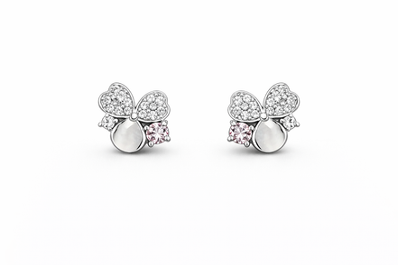 fico gioielli - Orecchini Fiore con Zirconi Rosa in Argento 925