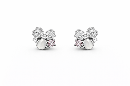 fico gioielli - Orecchini Fiore con Zirconi Rosa in Argento 925