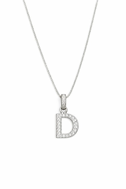 fico gioielli - Collana con Iniziale “D” in Argento con Zirconi