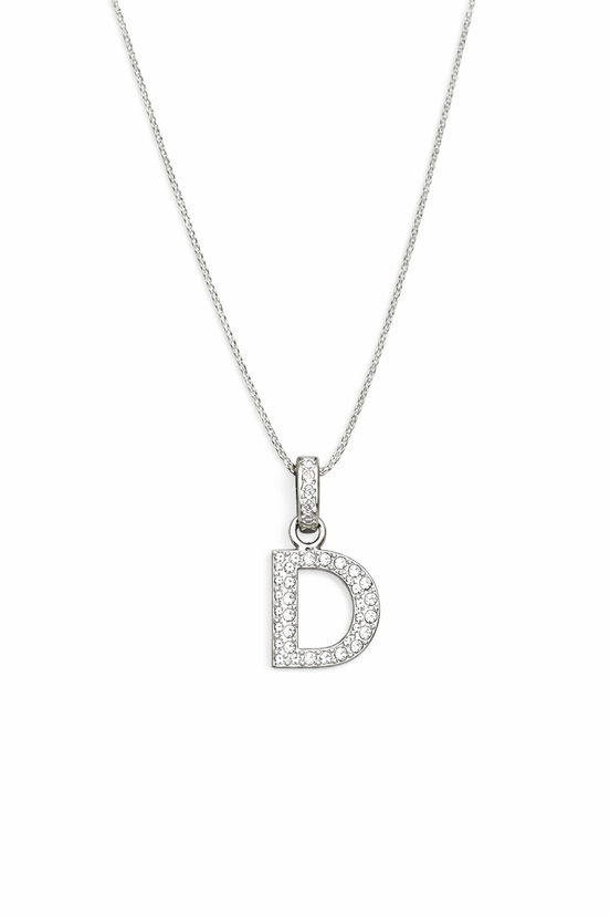 fico gioielli - Collana con Iniziale “D” in Argento con Zirconi