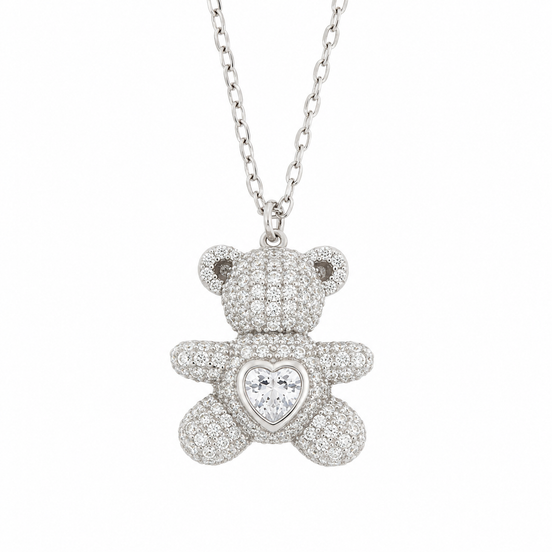 BYSIMON - Collana in Argento 925 con orsacchiotto zirconato