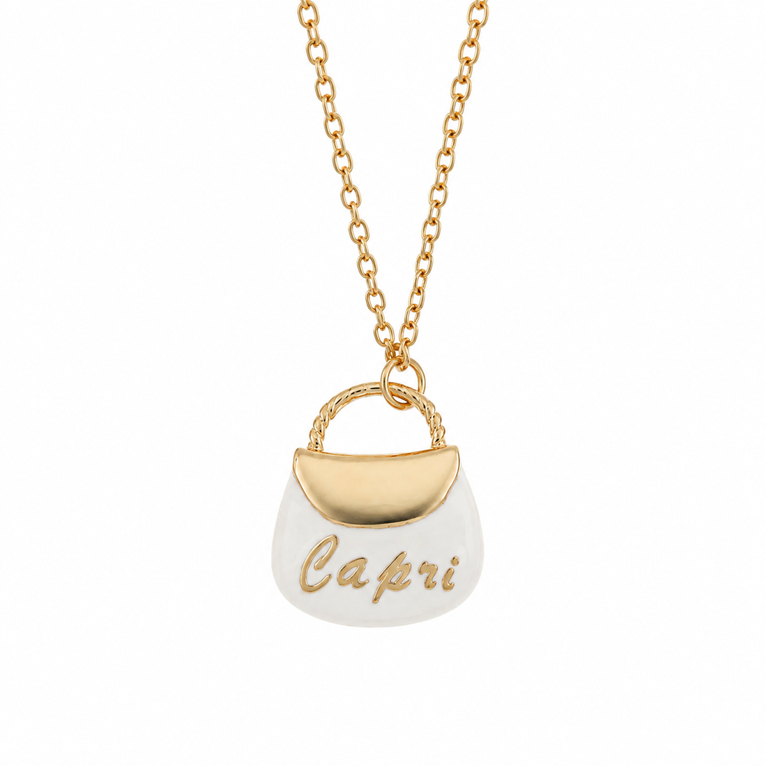 BYSIMON - Collana in Argento 925 con borsetta bianca