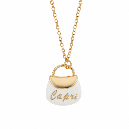 BYSIMON - Collana in Argento 925 con borsetta bianca