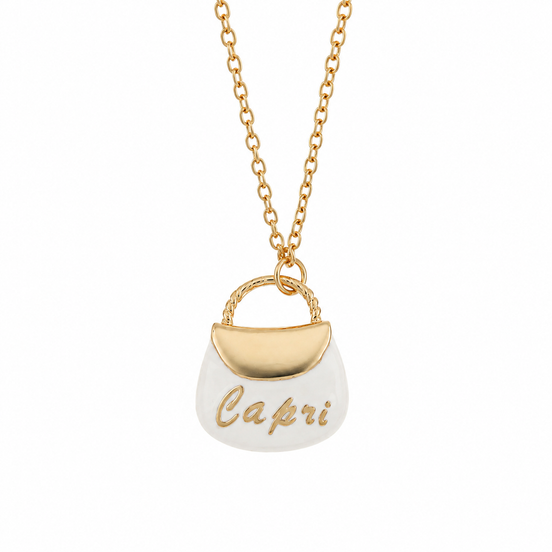 BYSIMON - Collana in Argento 925 con borsetta bianca