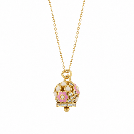 BYSIMON - Collana in Argento 925 con campanella con fiore rosa