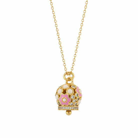 BYSIMON - Collana in Argento 925 con campanella con fiore rosa