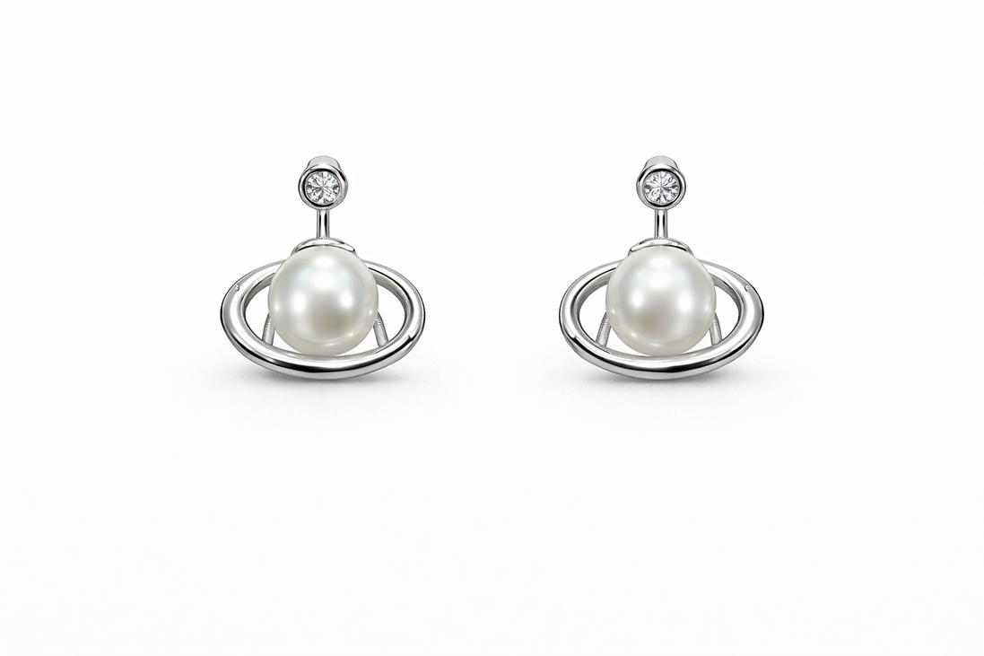 fico gioielli - Orecchini con Perla e Cerchio in Argento 925
