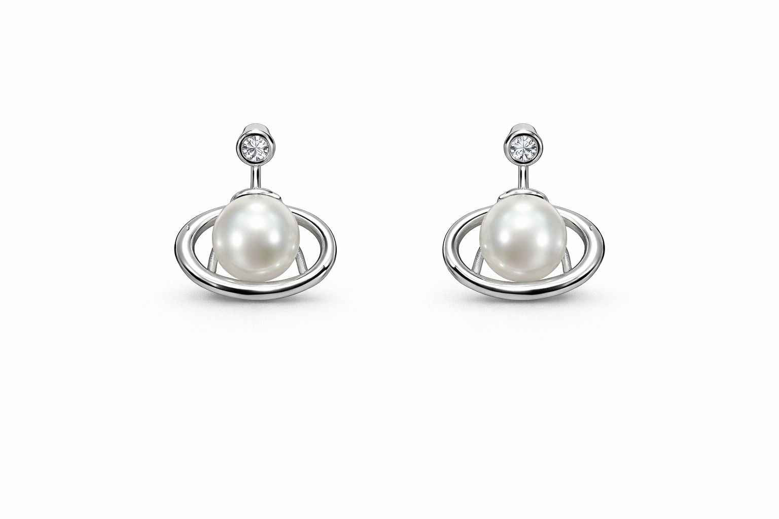 fico gioielli - Orecchini con Perla e Cerchio in Argento 925
