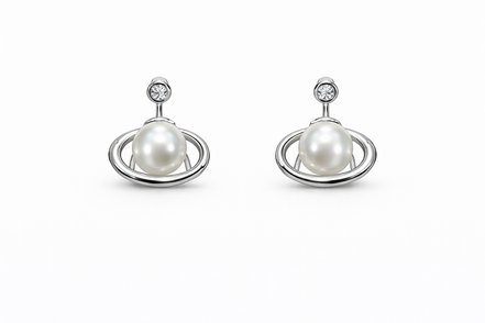 fico gioielli - Orecchini con Perla e Cerchio in Argento 925