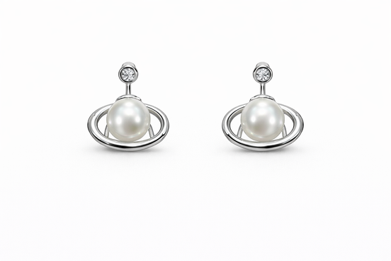 fico gioielli - Orecchini con Perla e Cerchio in Argento 925