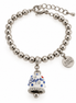Amo Capri - Bracciale in Acciaio campanella Capri bianca con pois blu