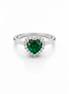 fico gioielli - Anello Cuore Verde Halo in Argento 925