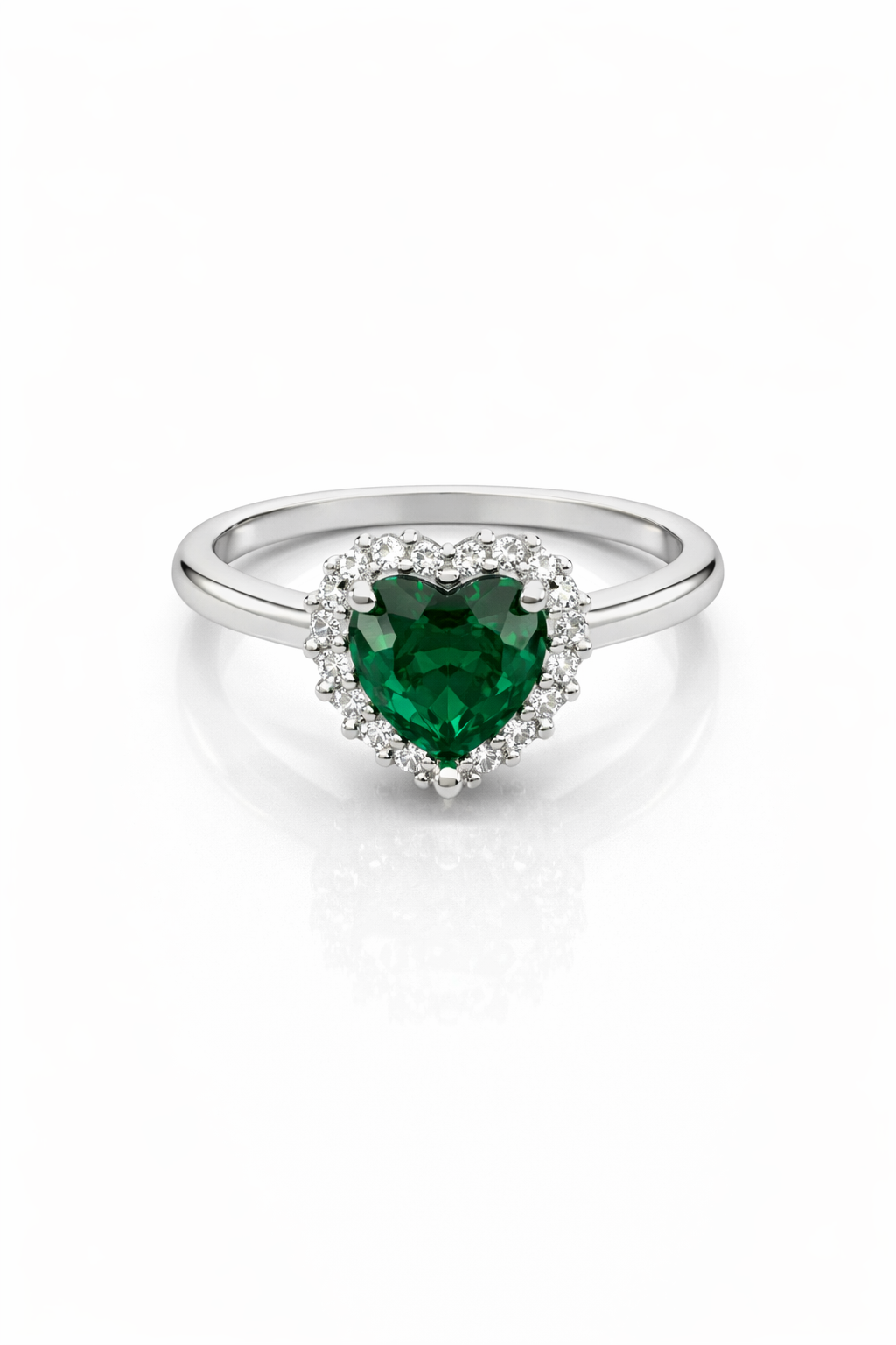 fico gioielli - Anello Cuore Verde Halo in Argento 925