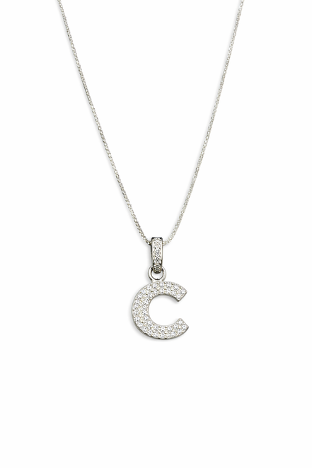 fico gioielli - Collana con Iniziale “C” in Argento con Zirconi