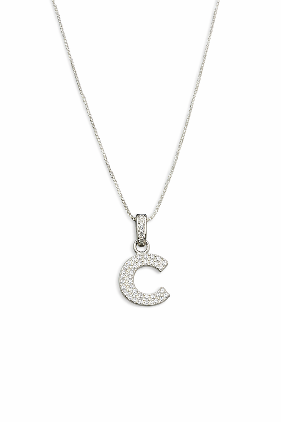 fico gioielli - Collana con Iniziale “C” in Argento con Zirconi