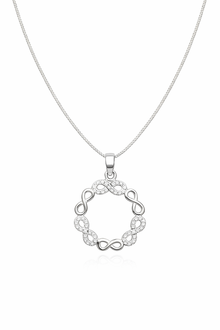 fico gioielli - Collana Cerchio Infinito con Zirconi in Argento