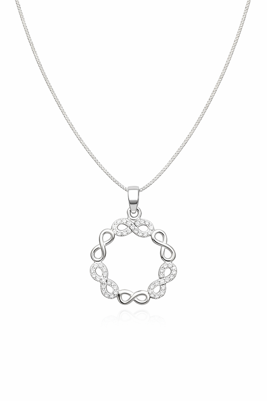 fico gioielli - Collana Cerchio Infinito con Zirconi in Argento
