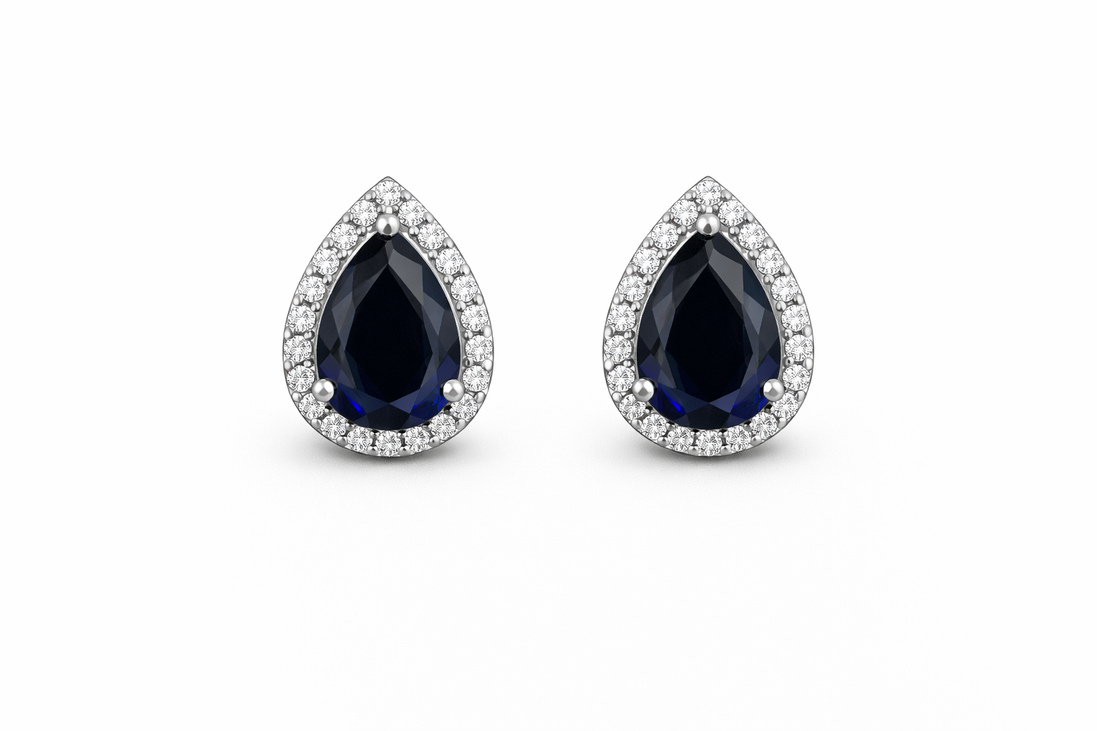 fico gioielli - Orecchini Goccia Blu con Zirconi in Argento 925