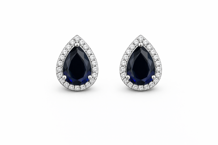 fico gioielli - Orecchini Goccia Blu con Zirconi in Argento 925