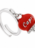 Amo Capri - Anello in Acciaio campanella rossa con scritta Capri e zirconi