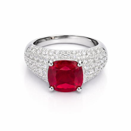 Fico Gioielli - Anello con Pietra Rossa e Pavé di Zirconi in Argento 925