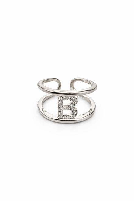 fico gioielli - Anello Iniziale “B” in Argento